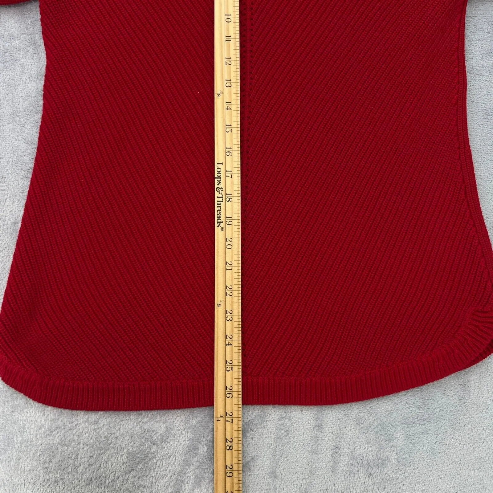 Talbots Red Cotton Blend Ribbed Knit Sweater Medium Cowl‎ Neck Knit Pullover Top - Image 11