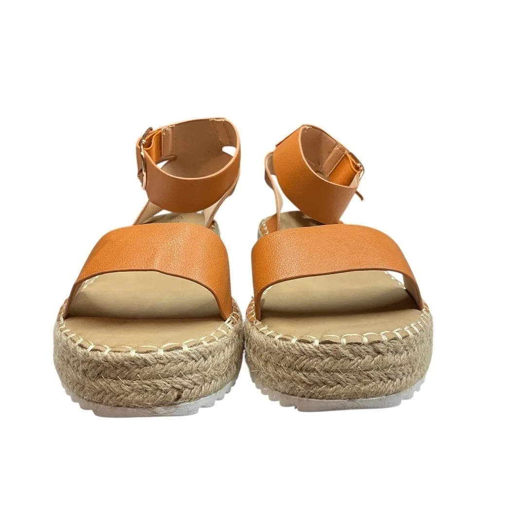 Olivia Miller Beach Open Toe Slingback Espadrille Wedge Sandals Cognac Size 10 - Image 2