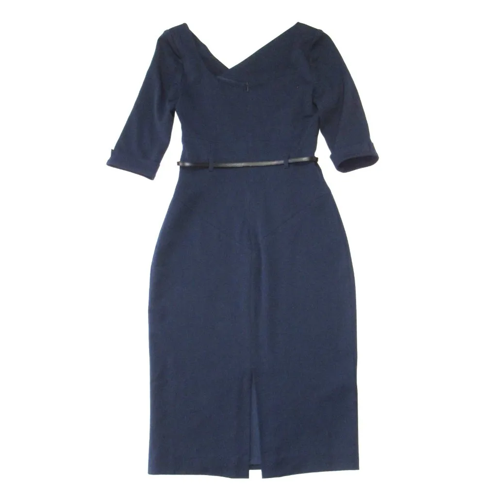 NWT Black Halo Jackie O in Eclipse Stretch Gabardine Belted Sheath Dress 2 $390 - Image 8