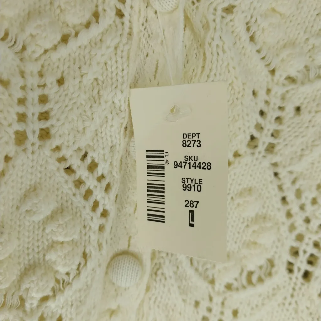 Aeropostale Crocheted Button-Front Cropped V-Neck Cream Crochet Women Top NWT - Image 5
