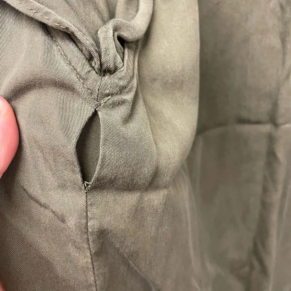 Nanette Leopore Cap Sleeve Ruffle Hem Olive Mini Dress SZ 10 - Image 6