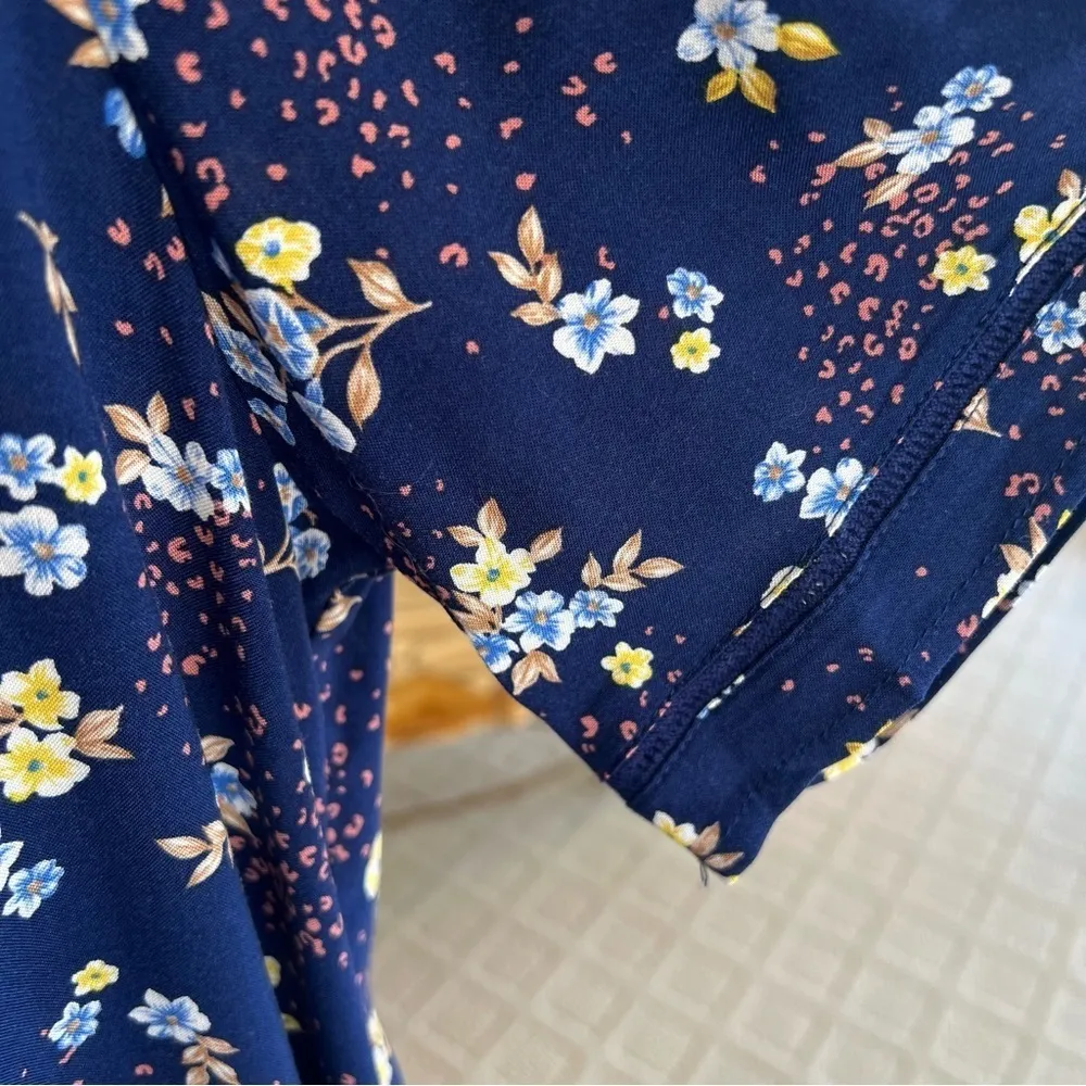 Torrid Dress Floral Leopard Animal Print Blue Ditsy Short  Sleeve 12 Garden Chic - Image 4