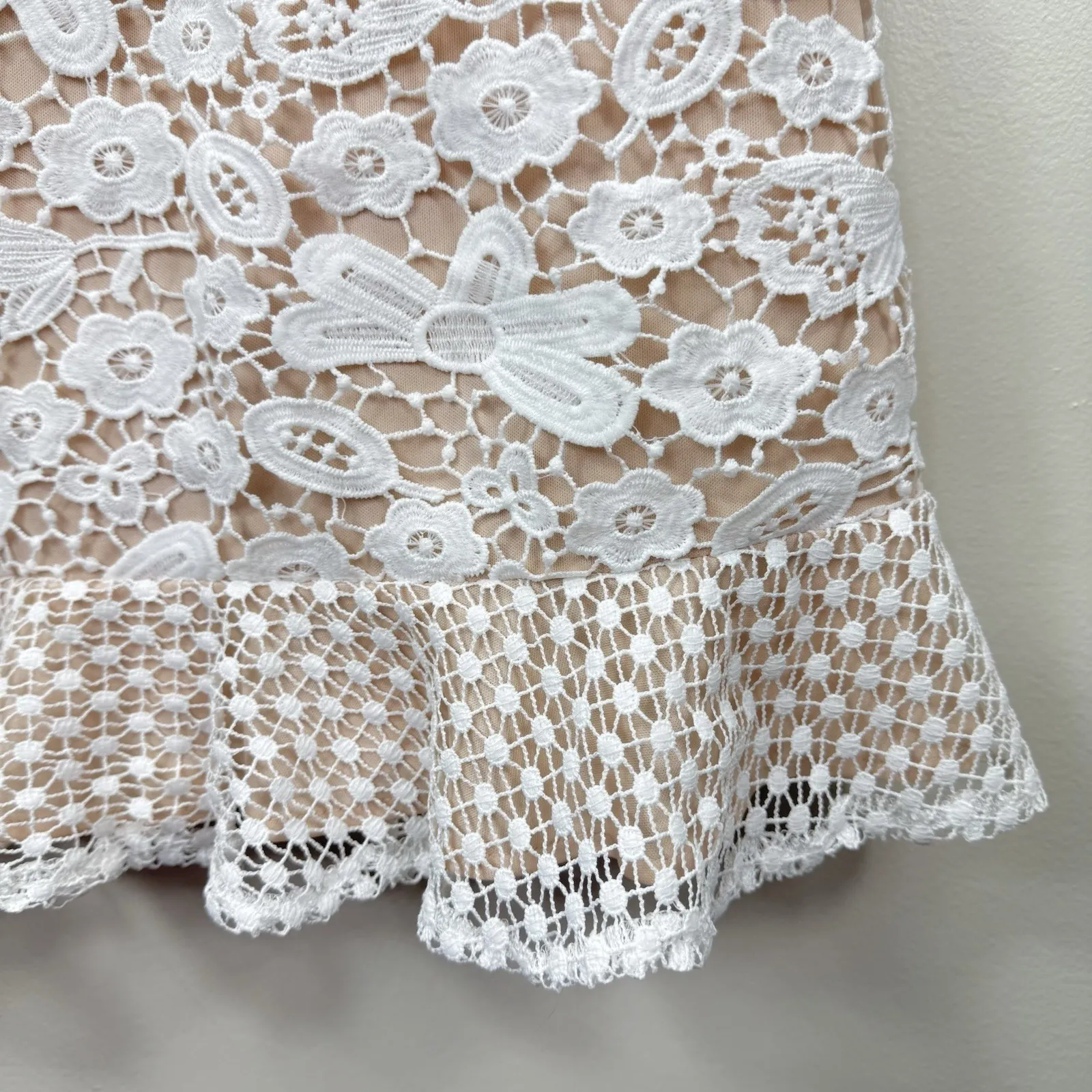 Lulus My Dearest White Lace Flounce Hem Mini Dress Size XL Wedding Graduation - Image 9