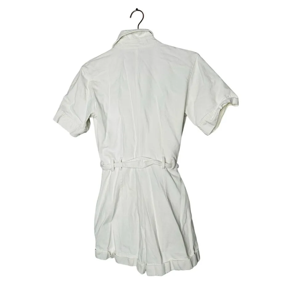 A. P. C. White Denim 100% Cotton Short Romper Combinaison Hills Romper Size 40 - Image 7