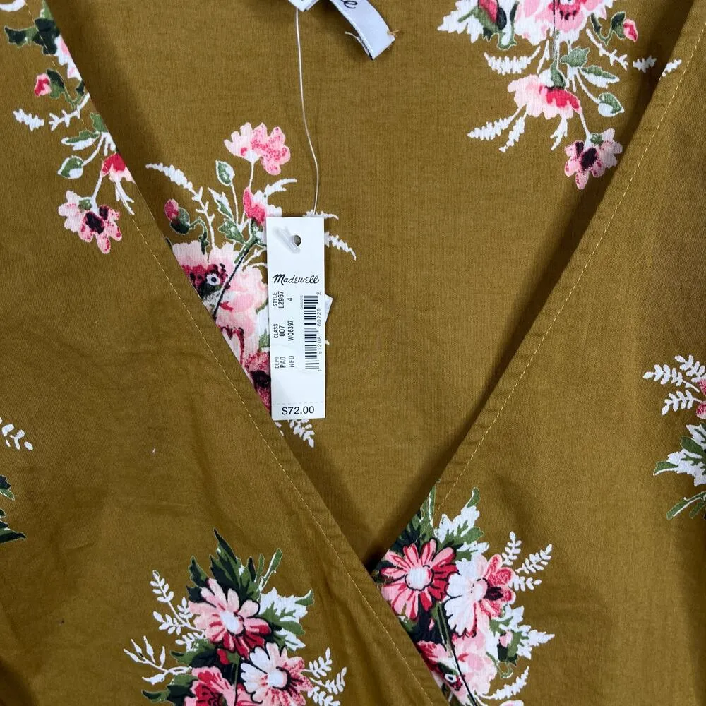 New Madewell Classic Corsage Tiered Sleeve Top Size 4 in Floral Distant Olive - Image 2