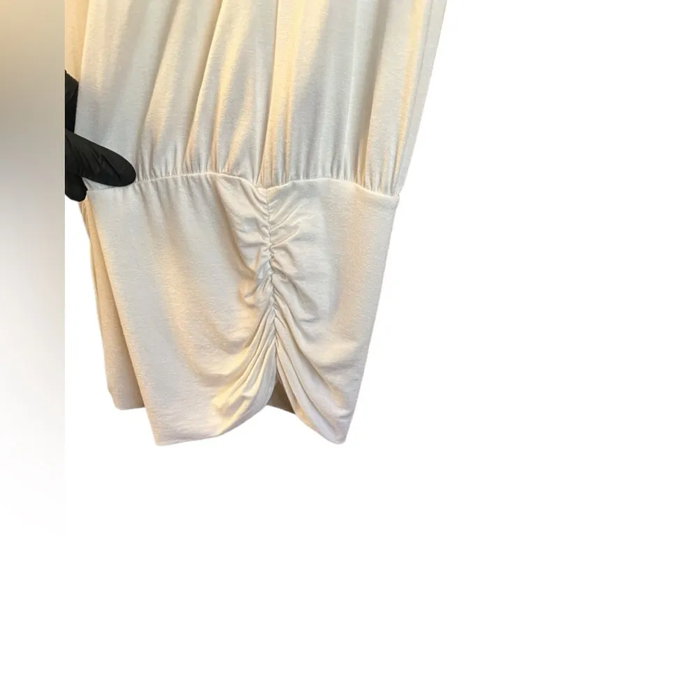 Bebe Cream Mixed Material Sleeveless Grecian Silk Blend Dress Womens size Small - Image 8