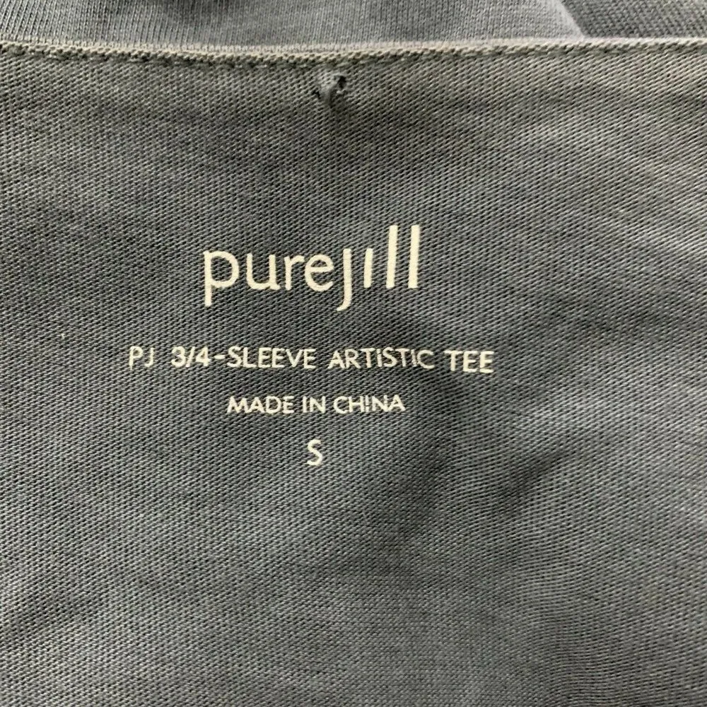 Pure J. Jill Womens Blue PJ 3/4 Sleeve Artist Tee Scoop Blouse - Image 3