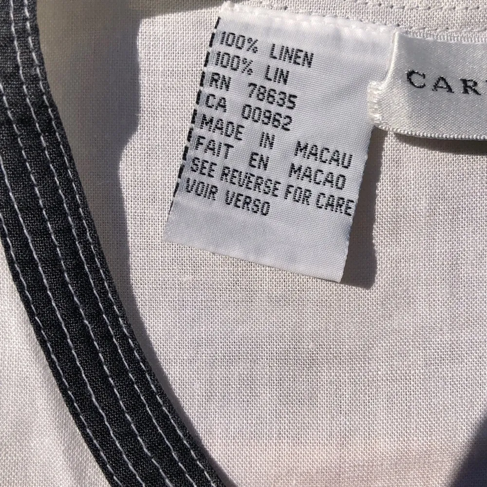 Vintage Carlie’s Court 100% linen white top blouse sleeveless button up size 12 - Image 4