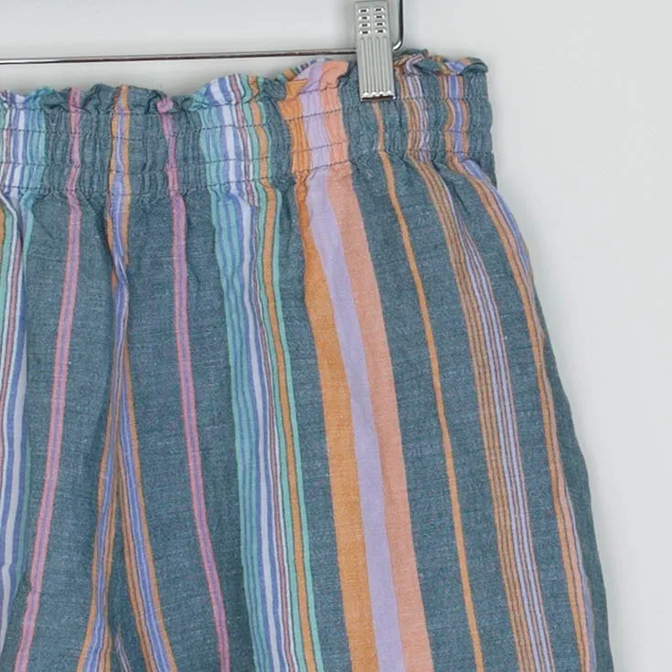 LOFT Womens Striped Shorts Drawstring Waist Casual Colorful Linen Blend Size M - Image 5