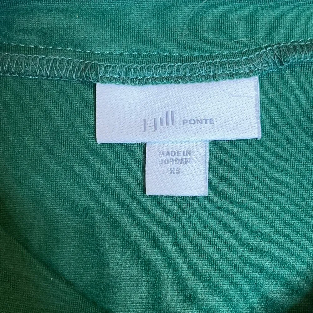 J. Jill Ponte Knit Green Dress Pullover Wrap Ruffle Modest Workwear Career SZ XS - Image 5