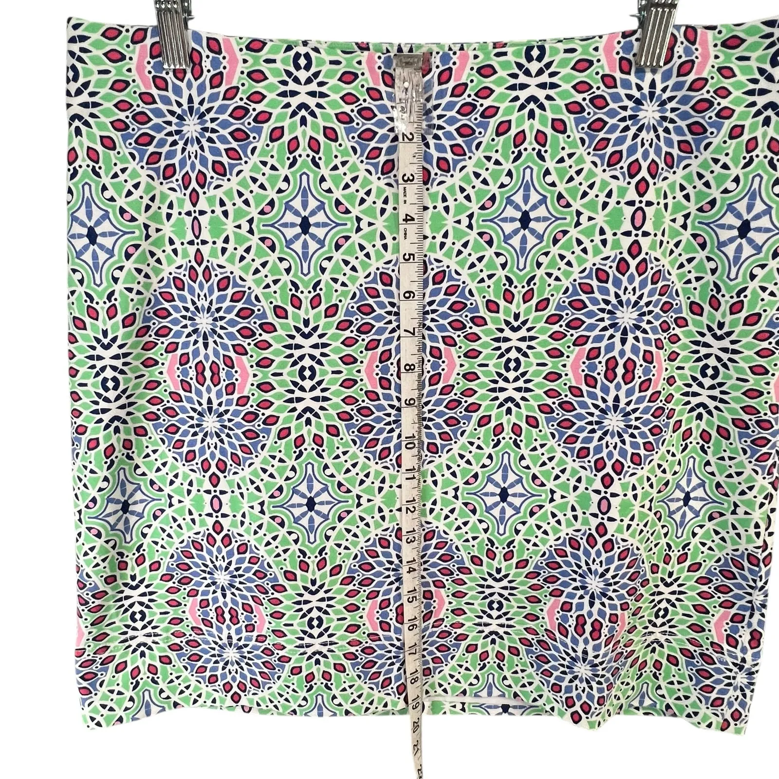 Talbots Skirt Womens 12 Green Blue Kaleidoscope Floral Lined Preppy Classic Boho - Image 8