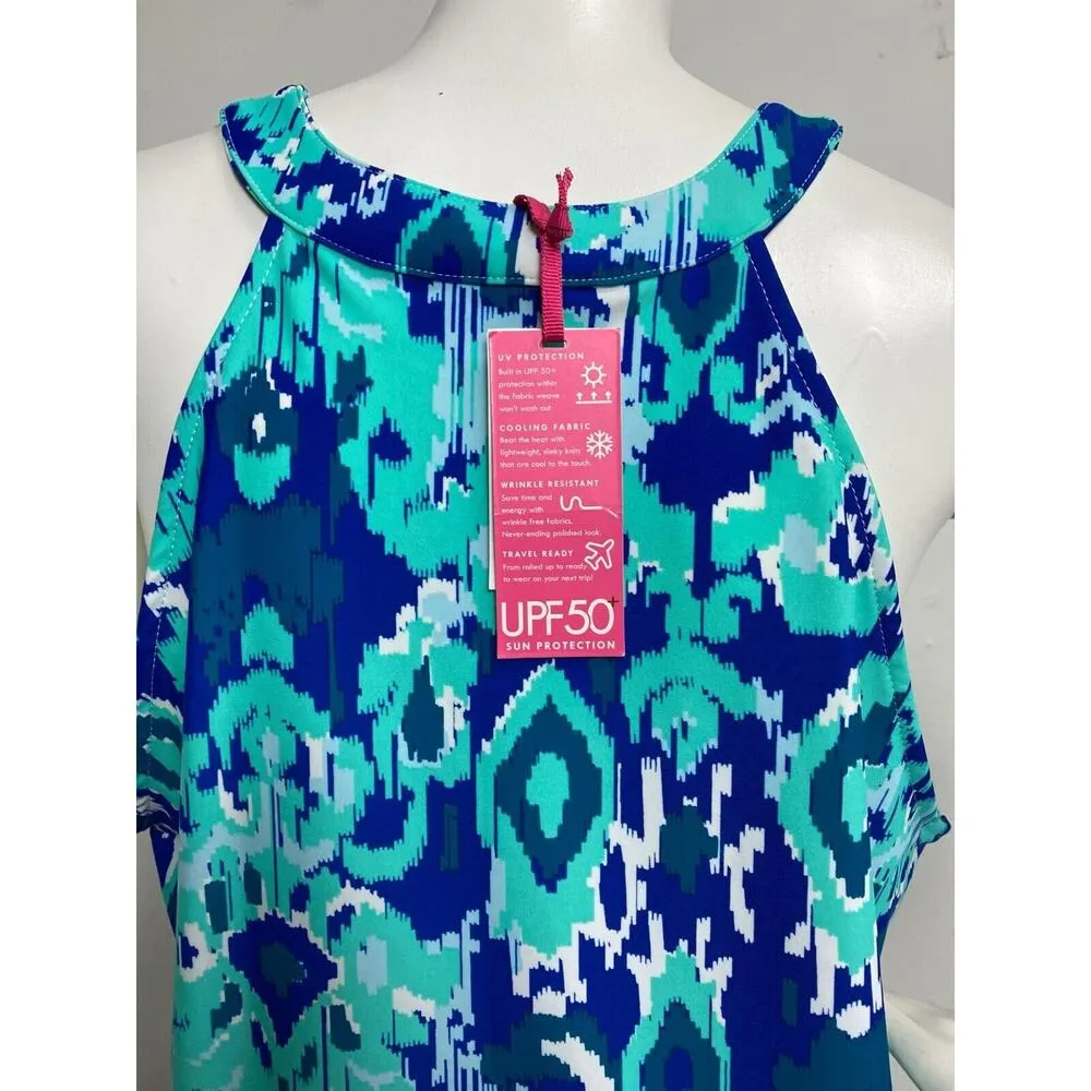 All For Color Women's Bahama Blue Seaview Court High Neck Shift Dress Sz L NWT - Image 6