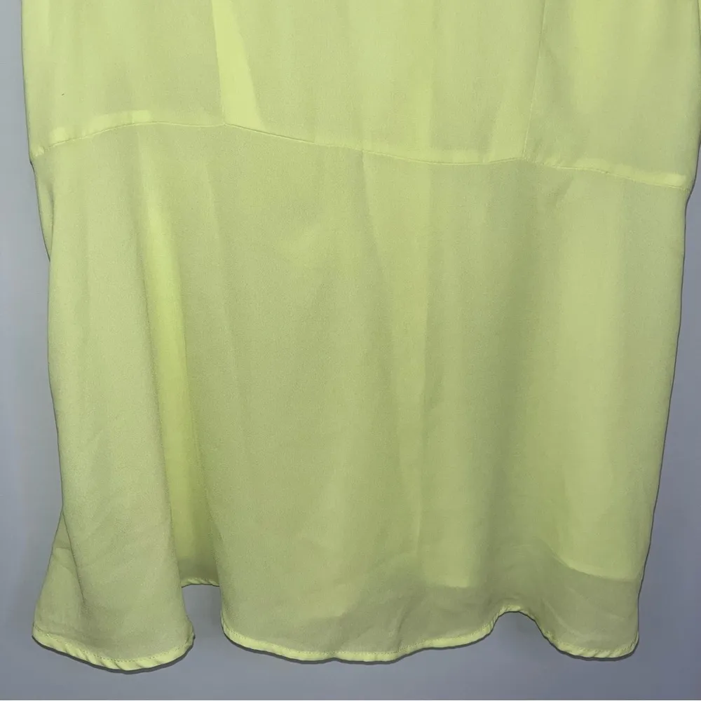 Peplum Georgette Button-Front Tie-Front Blouse Neon Sunny Lime Plus 1X - Image 10