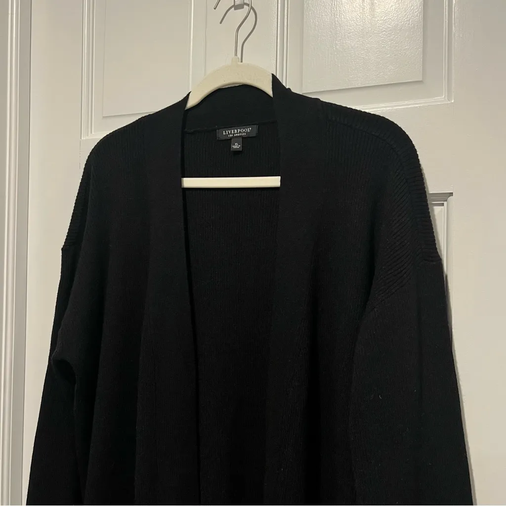 Liverpool NWT Open Front Cardigan Sweater XL Black Long Length Classic Basic - Image 3