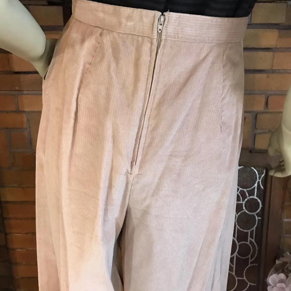 VINTAGE 1970'S PANT HER TAN CORDUROY GAUCHO PANTS (M) Size M - Image 10