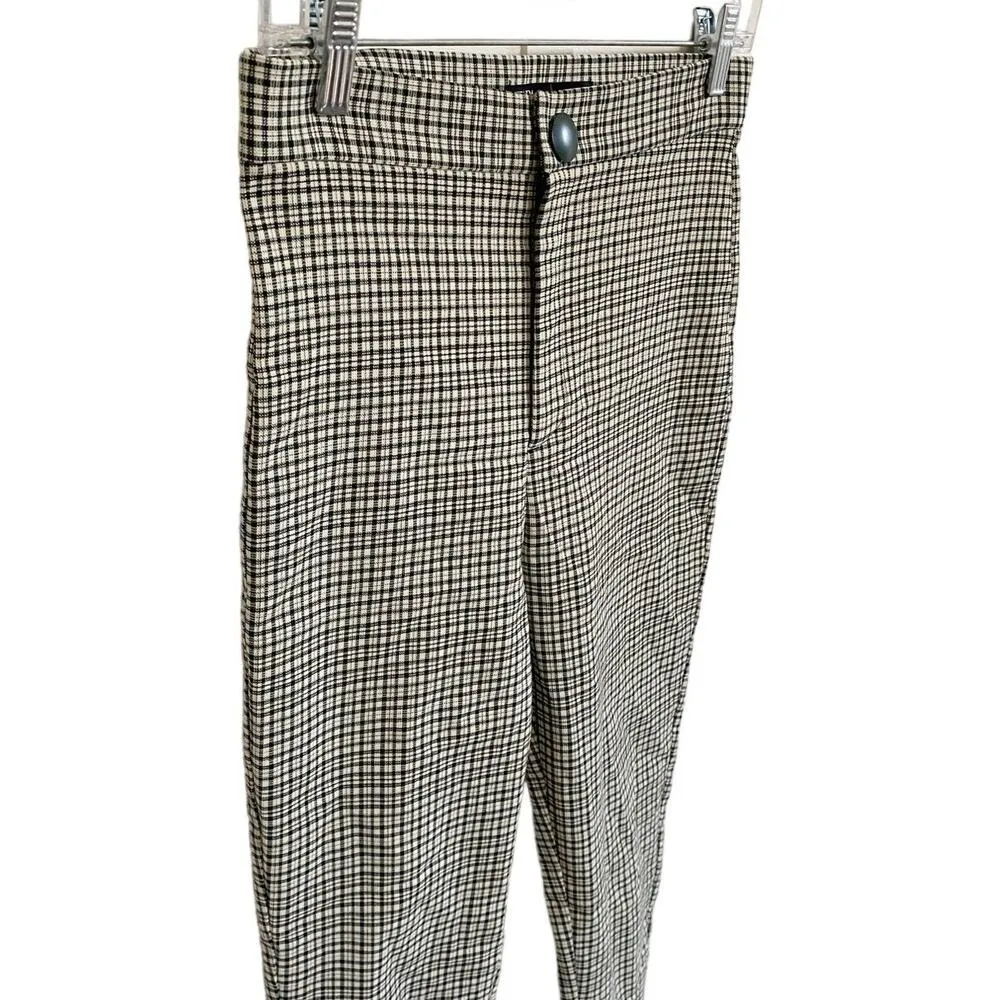 Zara‎ Dark Green and Ivory Plaid High Rise Leggings NWOT - M - Image 11