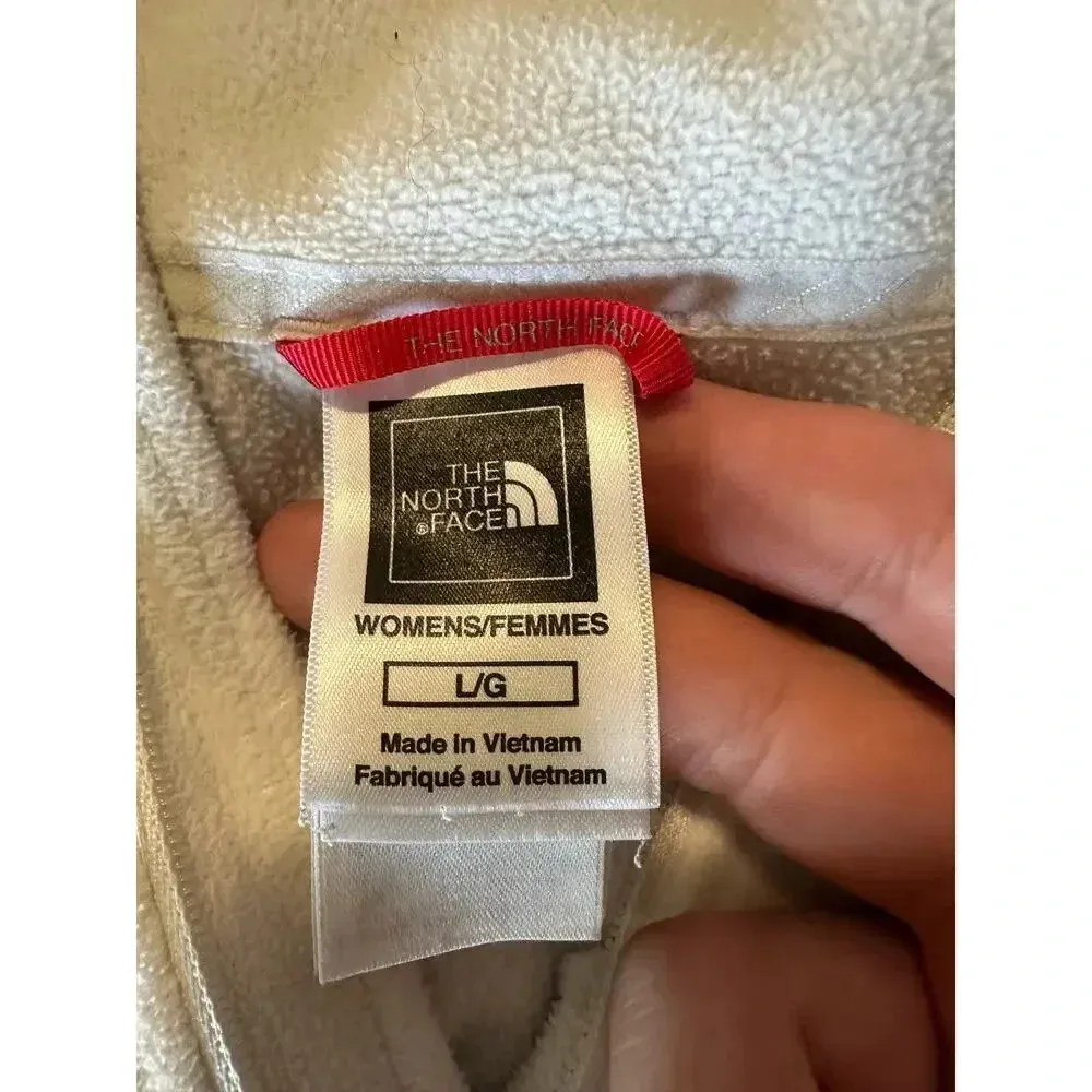 The North Face Quarter Zip Fleece Women's Size Large Cream Colored Hiking Warm - Image 3