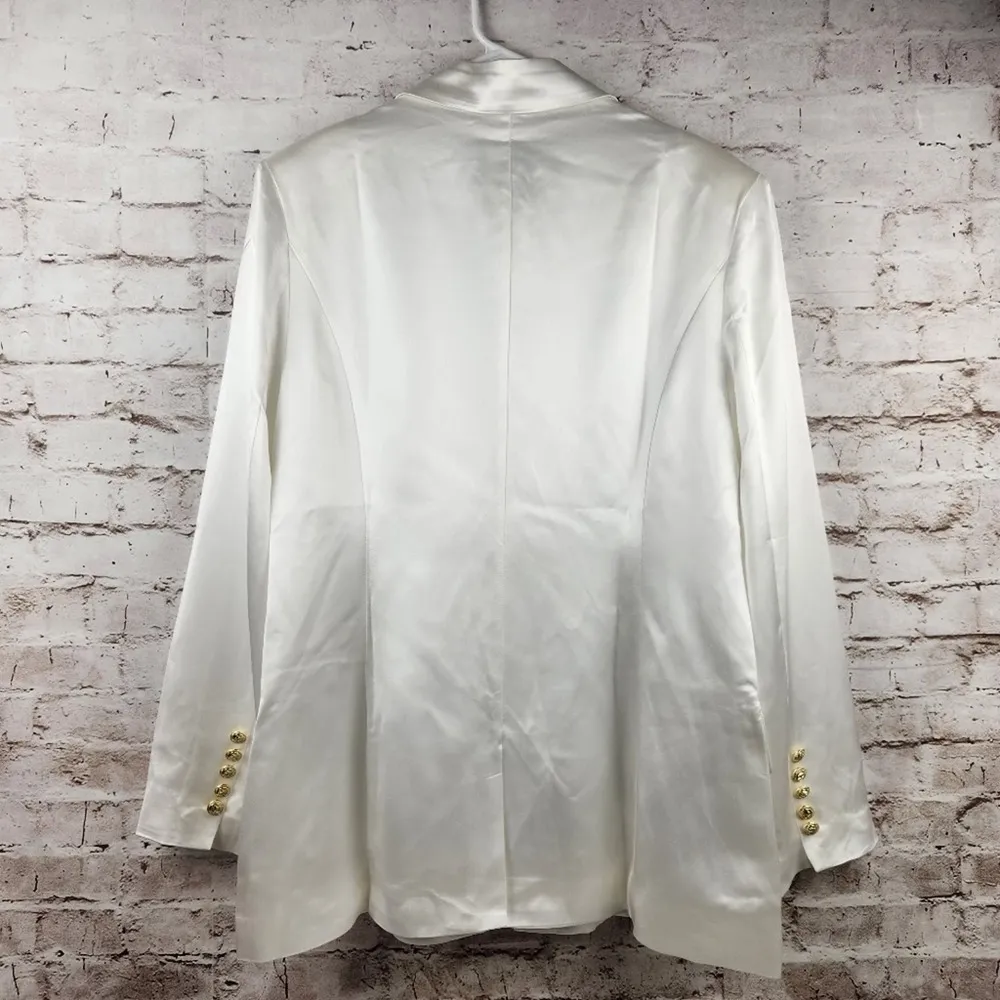 Retrofete Saige Double Breasted Blazer in Ivory Size XXL NWT Satin Gold Button - Image 7