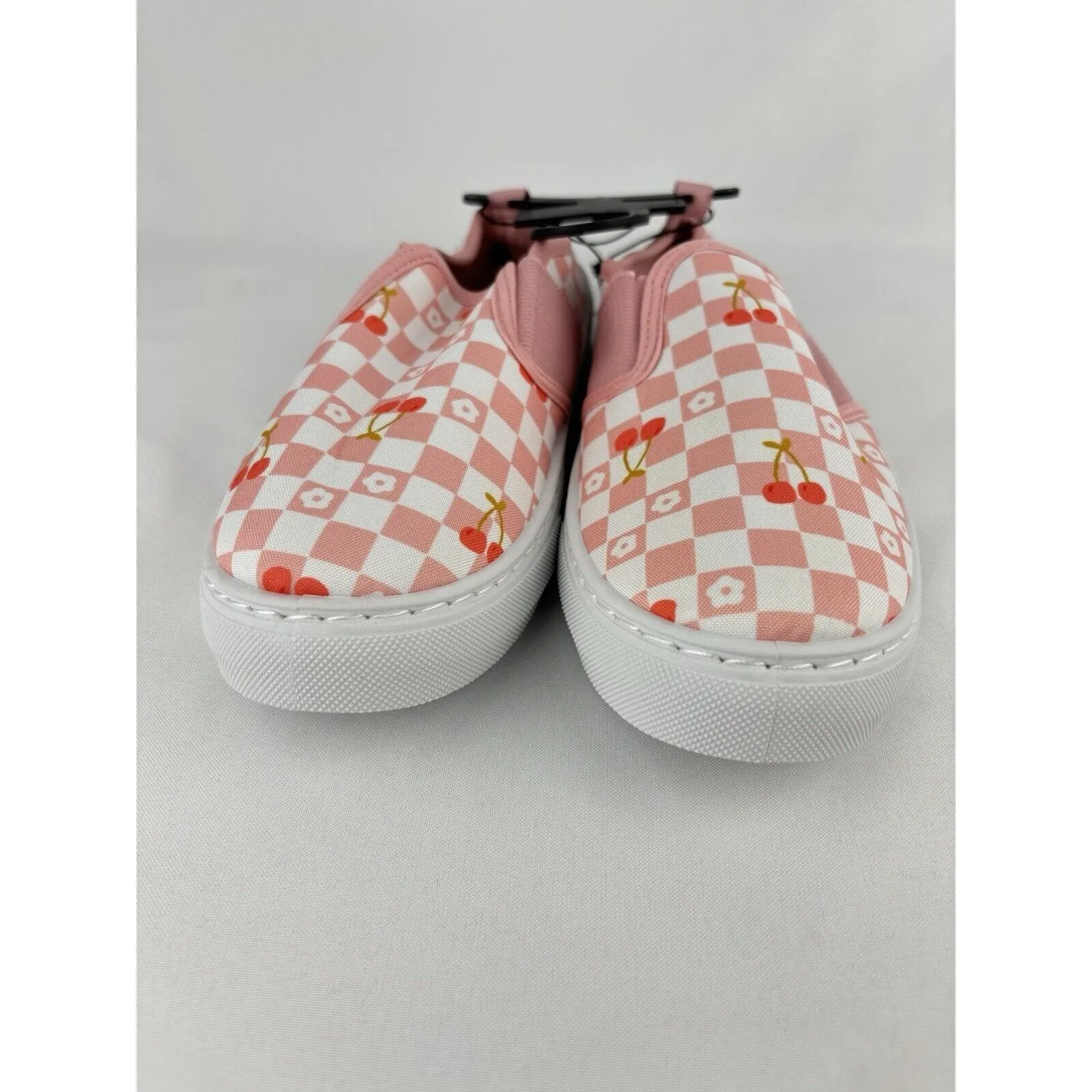 Women’s Sole Mates Pink White Checkered & Cherry Slip On Shoes Size 9‎ New! - Image 2