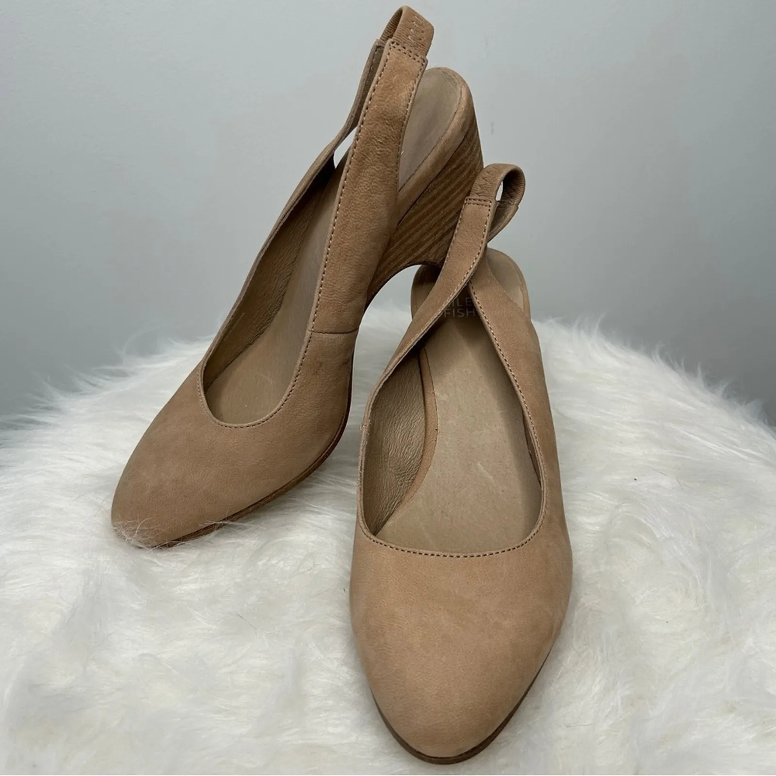 EILEEN FISHER Slingback Heels Womens Size 7 Leather Quiet Luxury Minimalist Work - Image 2