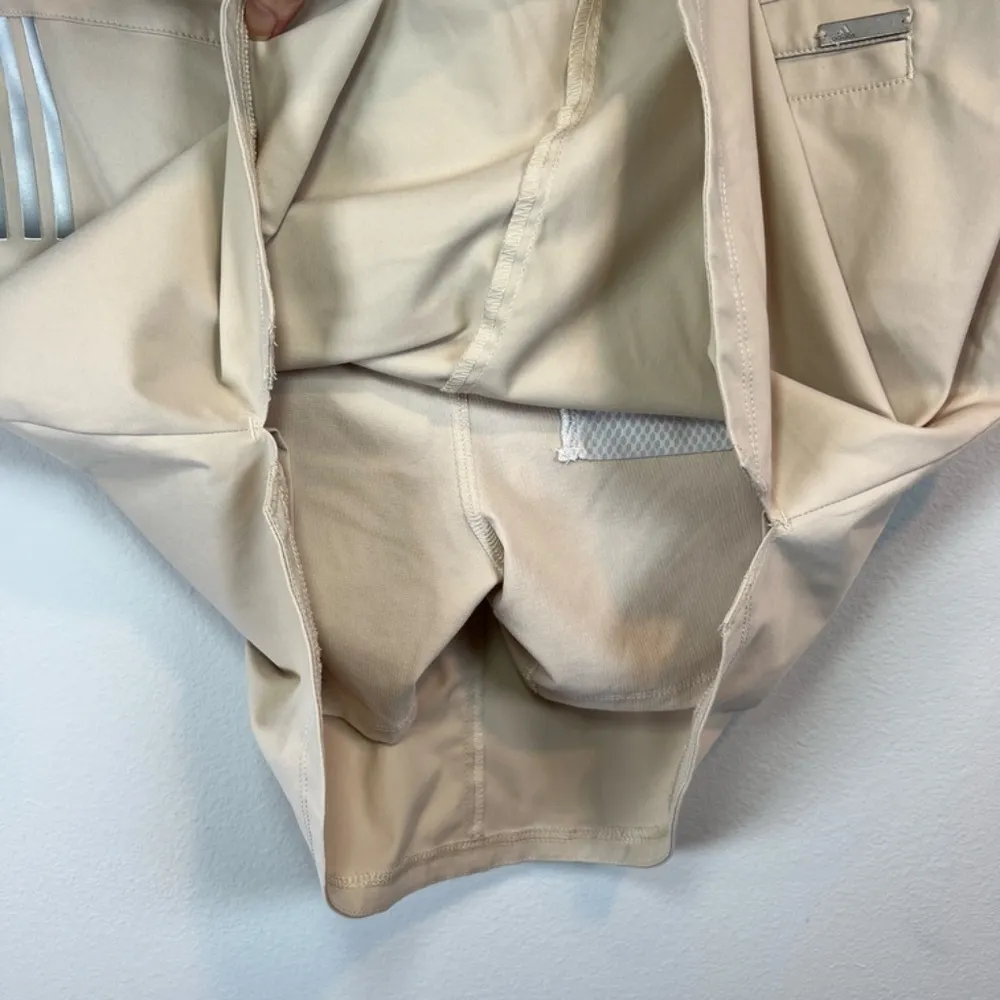 Adidas Golf Skort Beige Stripe Logo Stretch Sport Pickleball Tennis Womens Sz 10 - Image 12