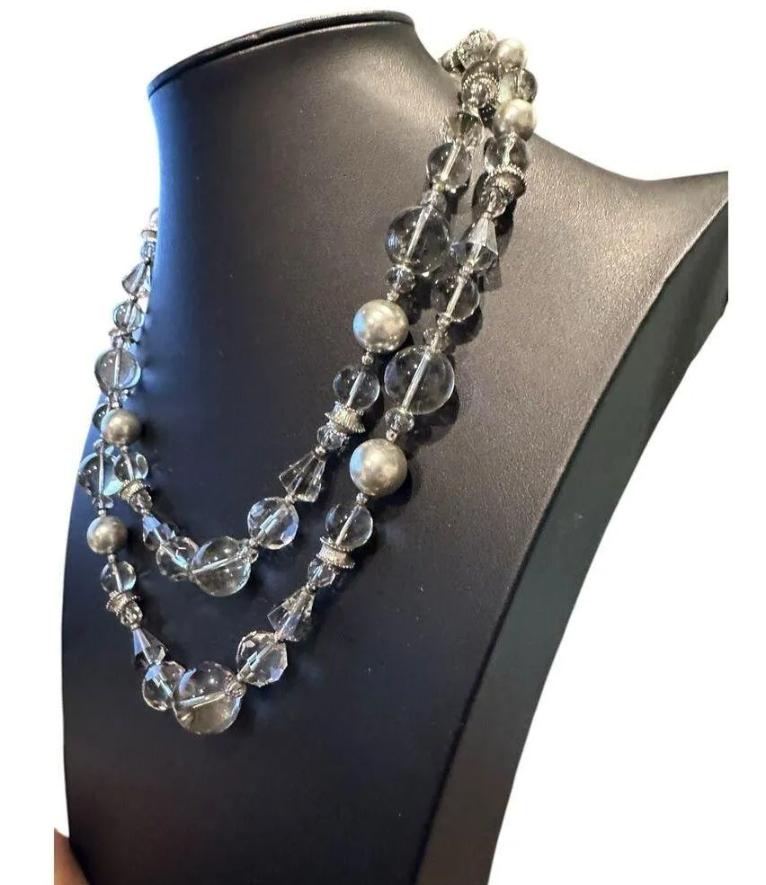 Carolee Dual Layer Clear Beaded Necklace - Image 3