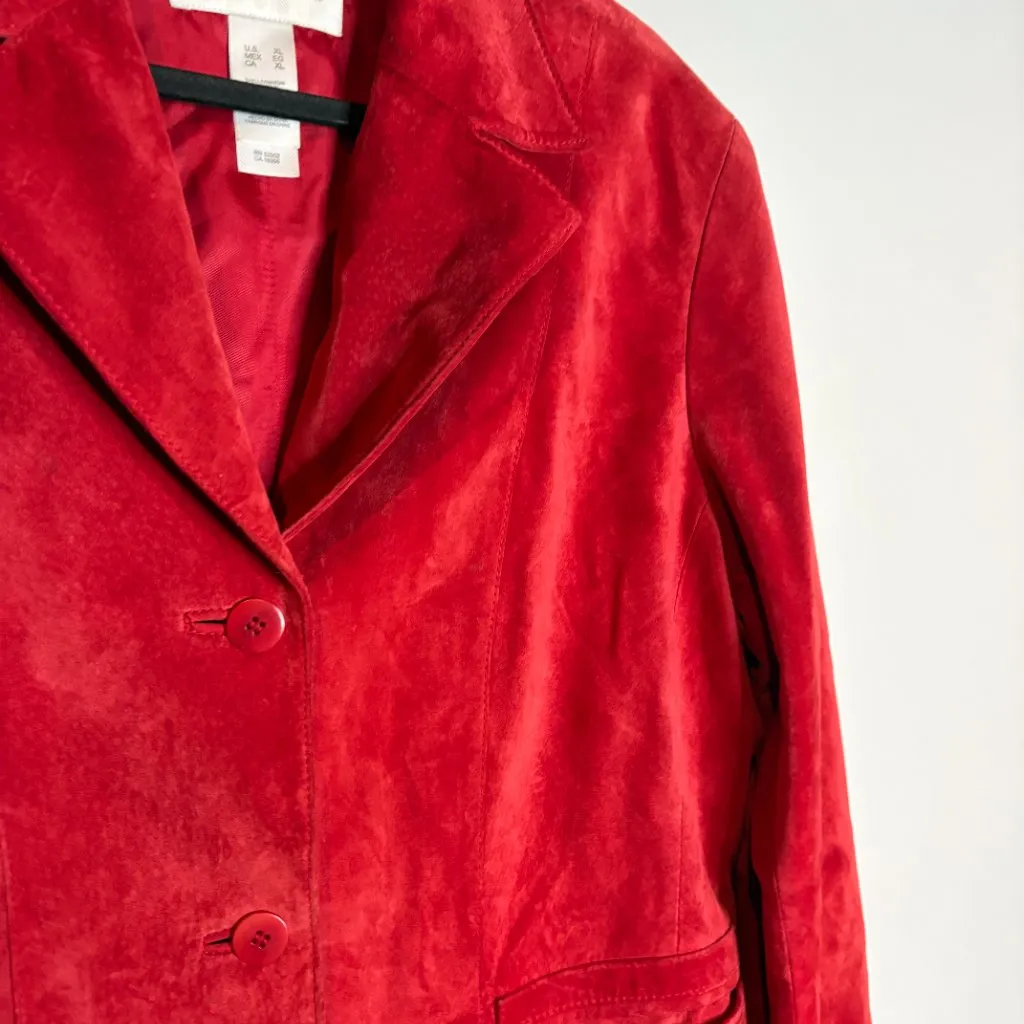 Liz Claiborne Vtg  red suede leather jacket - Image 2