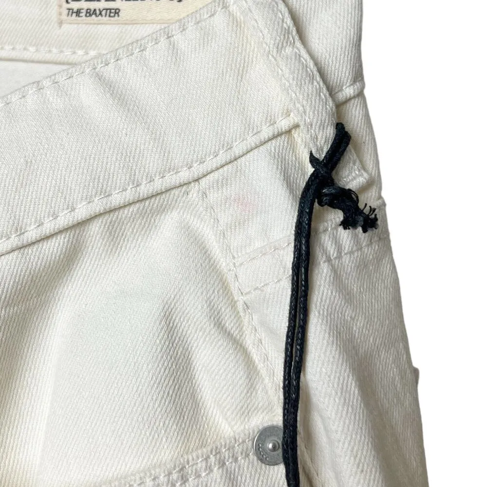 blank nyc the baxter ribcage high rise straight leg raw hem jeans cream white - Image 7