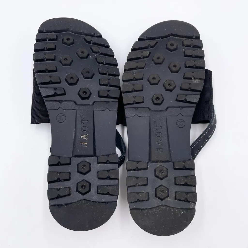 NAOT Orion Sandals Black Leather Thong Women's Size 37/6 Chunky Sole Y2K Comfort - Image 8