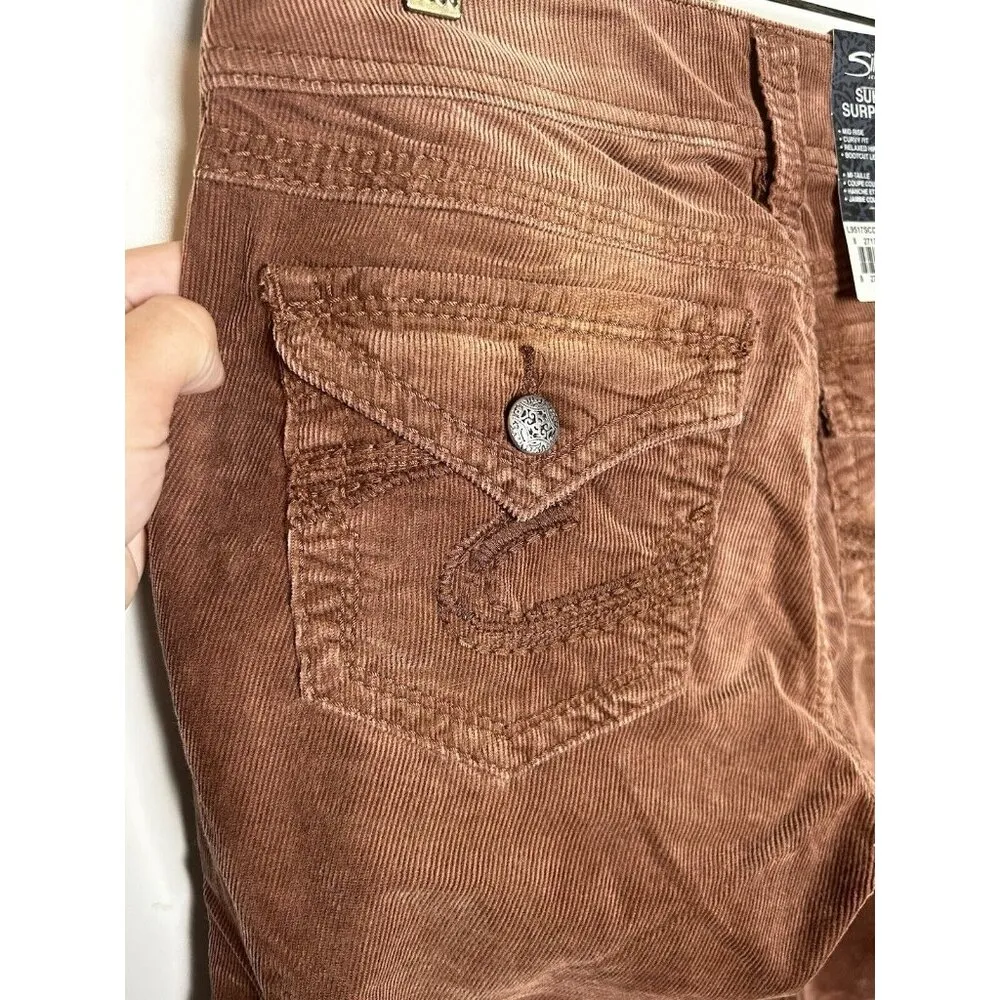 Silver Jeans Suki Military Surplus Skinny Corduroy Flare‎ Pants Brown 26 X 34 Purple - Image 7