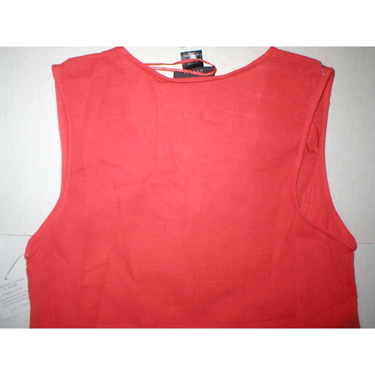 New Natori Sleeveless Maxi Night Gown Dress Embroidered Womens XS Red Orange - Image 8