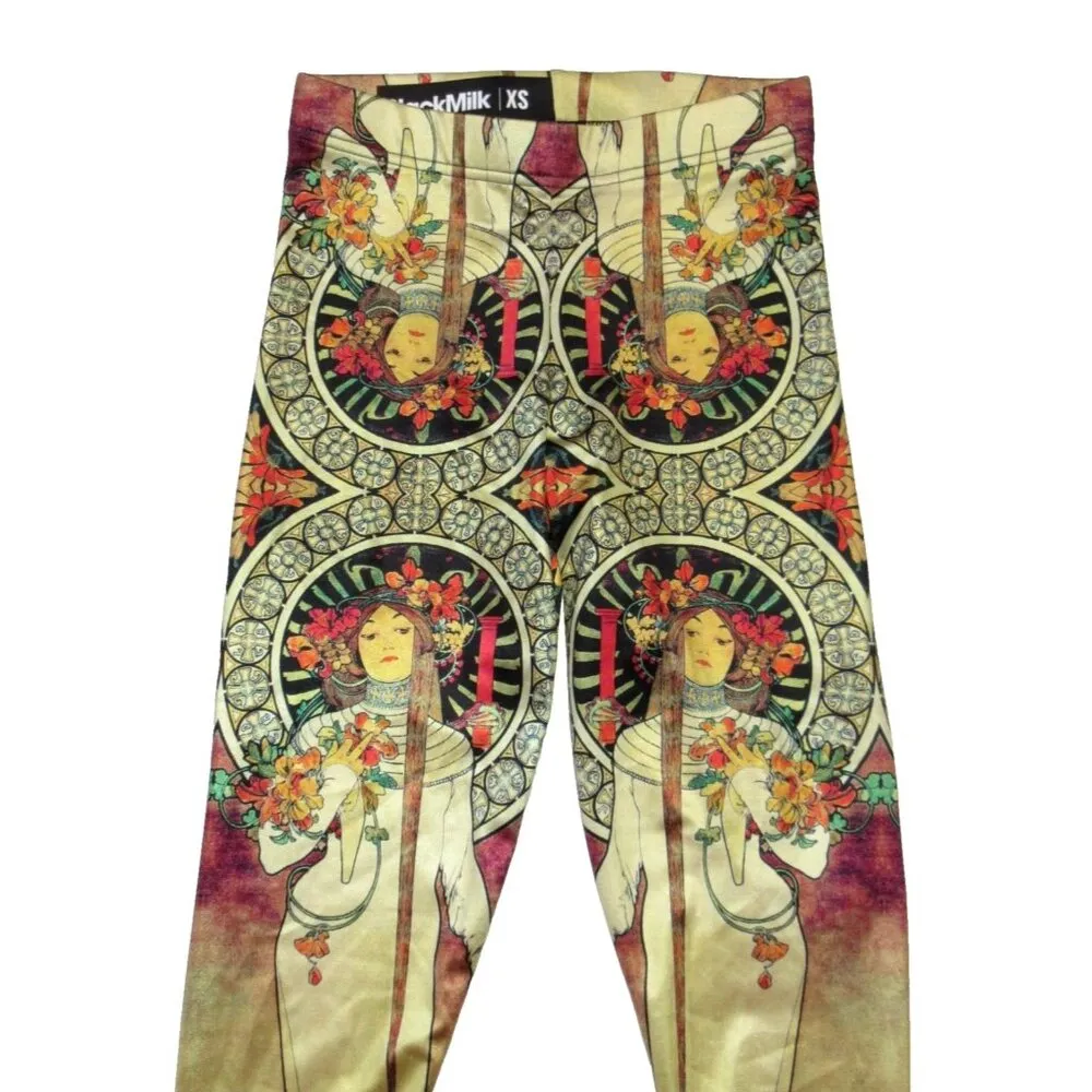 NWT BlackMilk LIMITED EDITION La Trappistine Mucha Printed Leggings XS - Image 2
