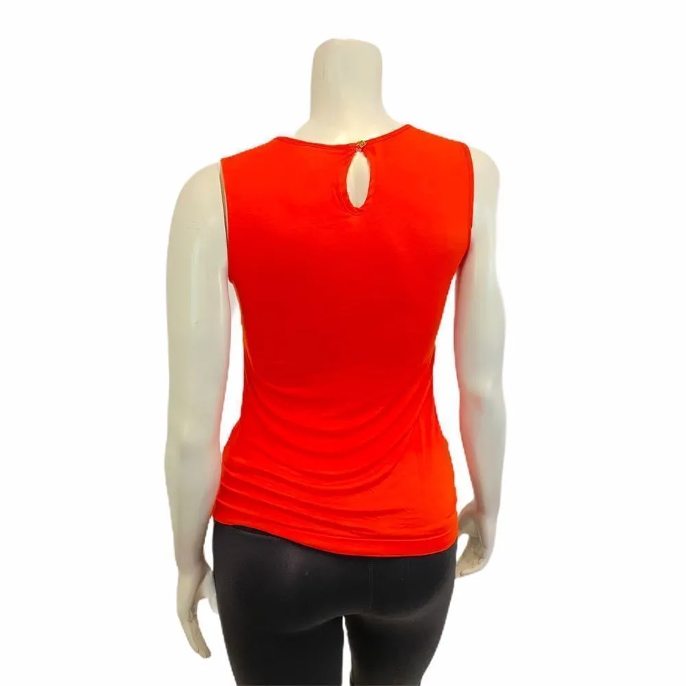 WORTHINGTON Orange Pleated Front Sleeveless Top - Image 4