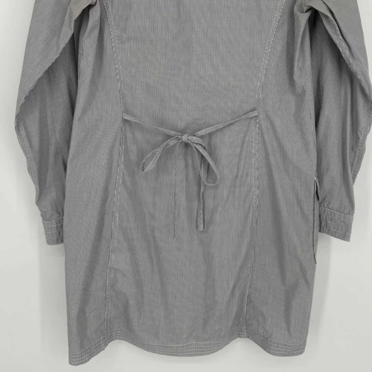 Rag & Bone Utility Shirt Dress Size Small Blue White Micro Stripe Button Front - Image 6