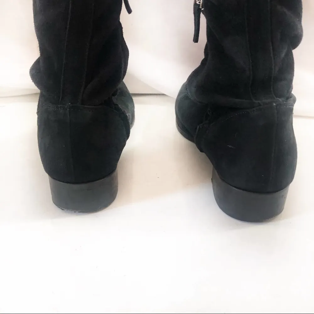 Massimo Dutti Black Suede Over Knee Boots Sz 7.5 - Image 4