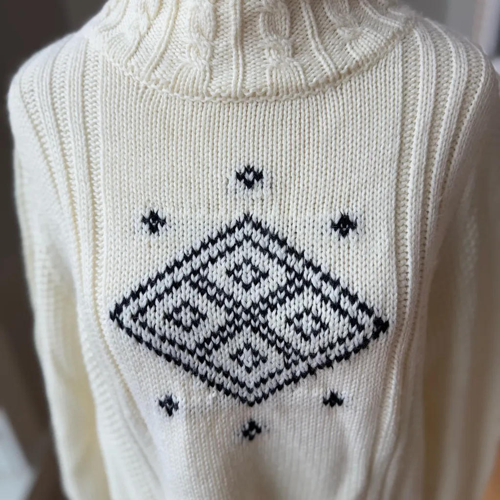 The Reeds x J. Crew Ivory Cable Knit Side Button Mockneck Sweater Size Large - Image 2