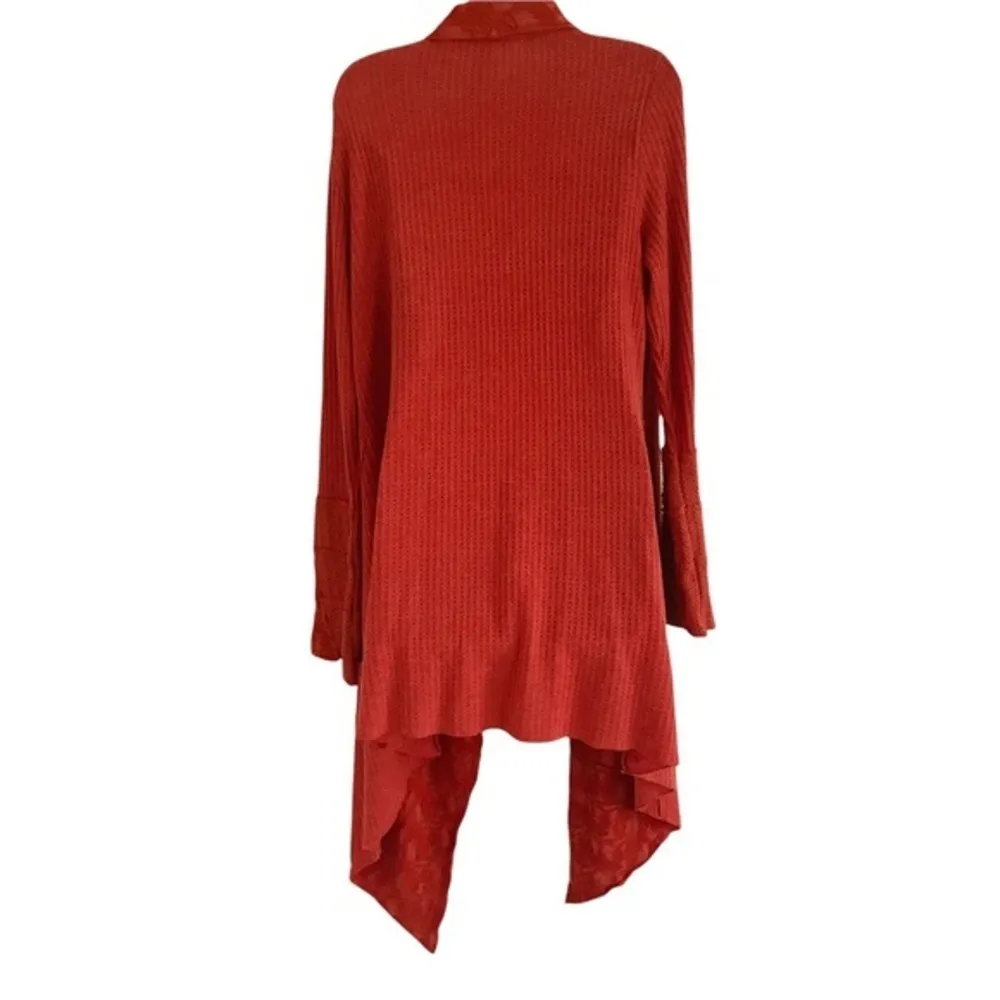 Anthropologie Aratta‎ Silent Journey Stories of shawl orange waffle Cardigan XS - Image 2