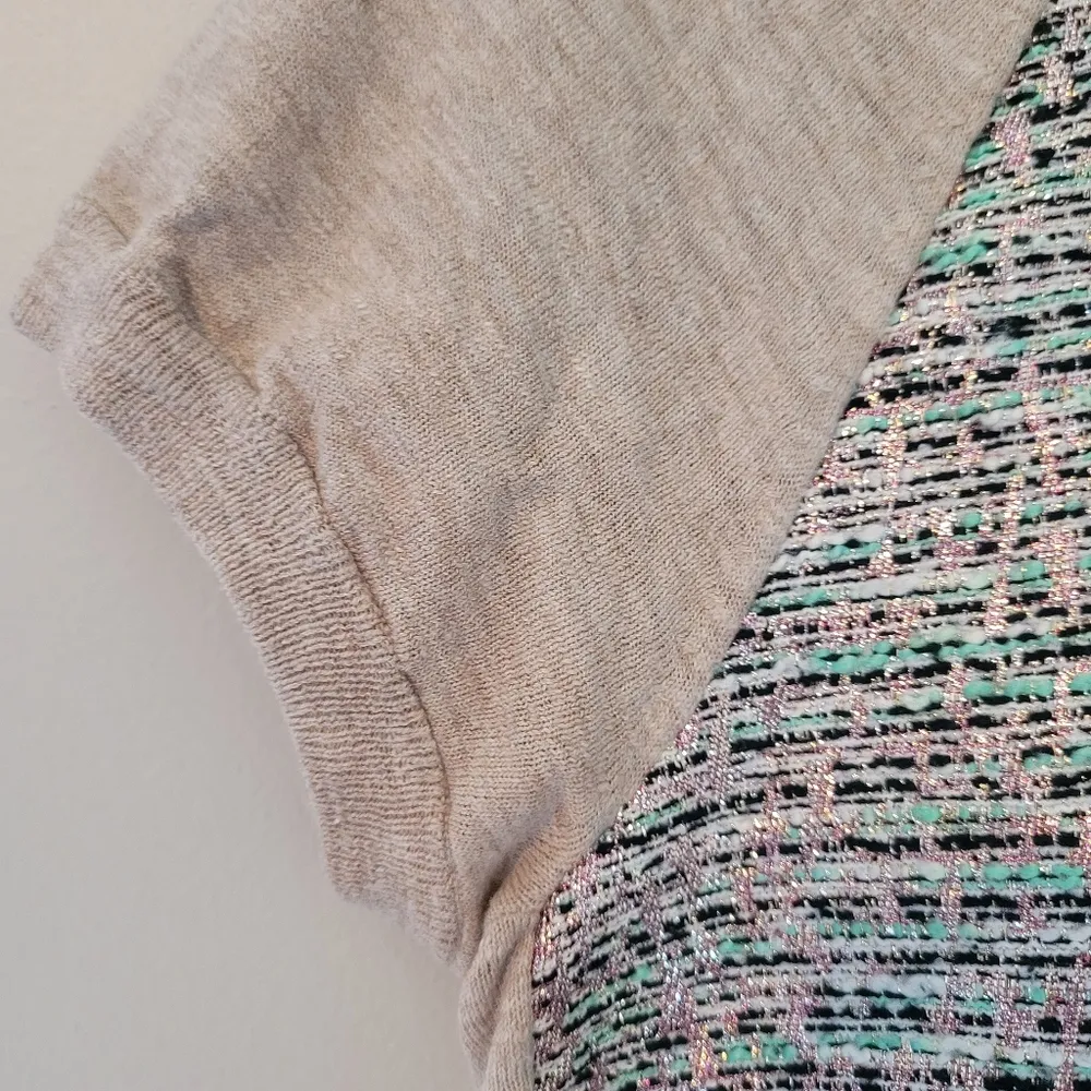 J. Crew Factory Tan Metallic Detail Short Sleeve Sweater - Image 4