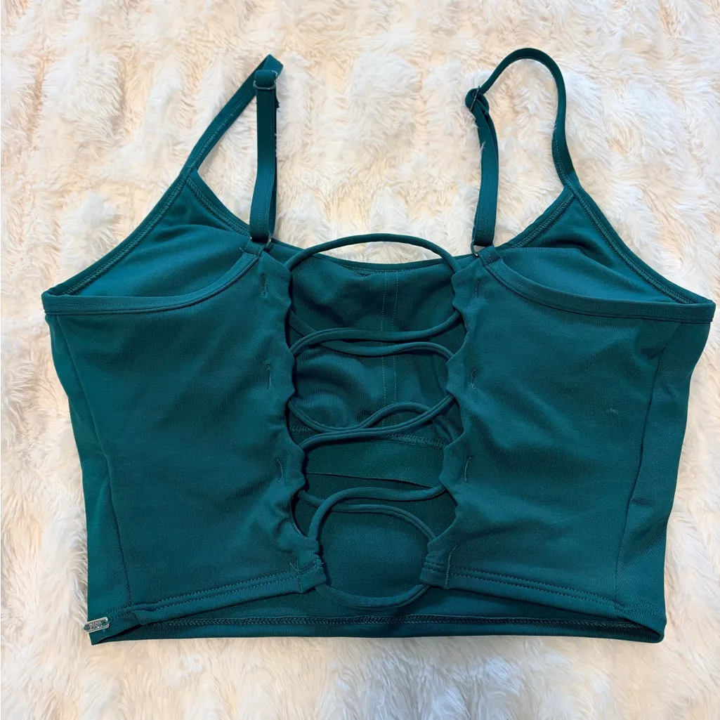 Pink sports bra in dark green - Image 3