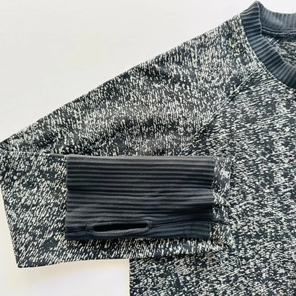 Lululemon Rest Less Pullover Black White Size 4 Long Sleeve Pullover Run Gym - Image 3