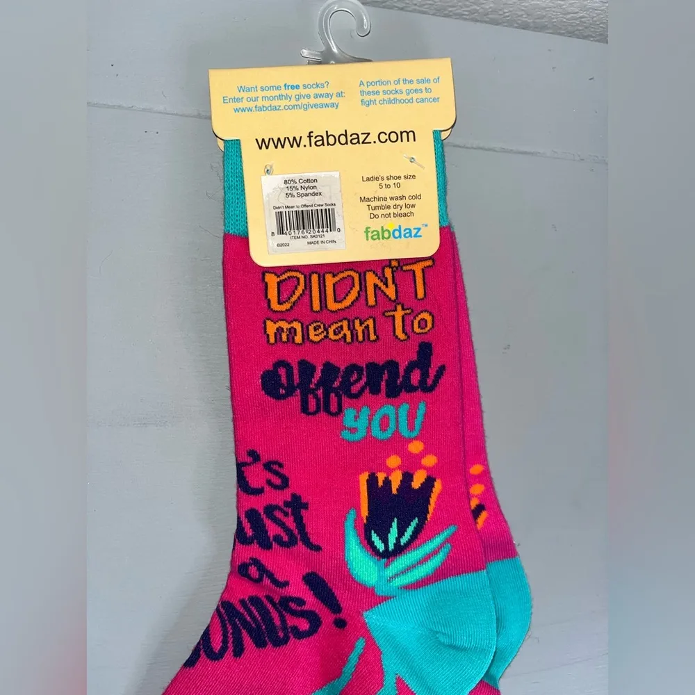 Fabdaz NIP ‘Didn’t Mean To Offend You It’s Just A Bonus!’ Humor Punny Socks 5 - Image 11