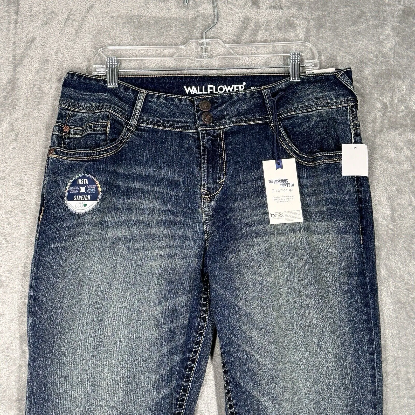 Wallflower Jeans Women 17 33 Blue Luxurious Curvy Fit 23.5" Crop Casual Everyday Size undefined - Image 4