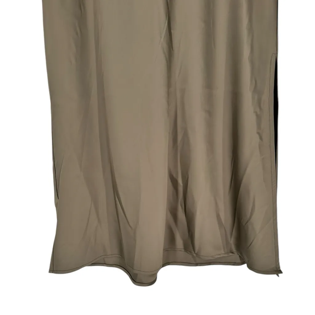 House of Harlow Olive Drab Satin Slip Skirt with Slit size Medium NWT Midi Green - Image 3