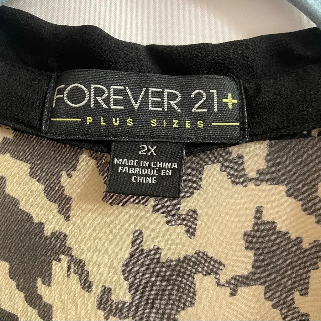 Forever 21+ 2X Black and Tan Houndstooth Sleeveless Midi Dress Church Career - Image 4