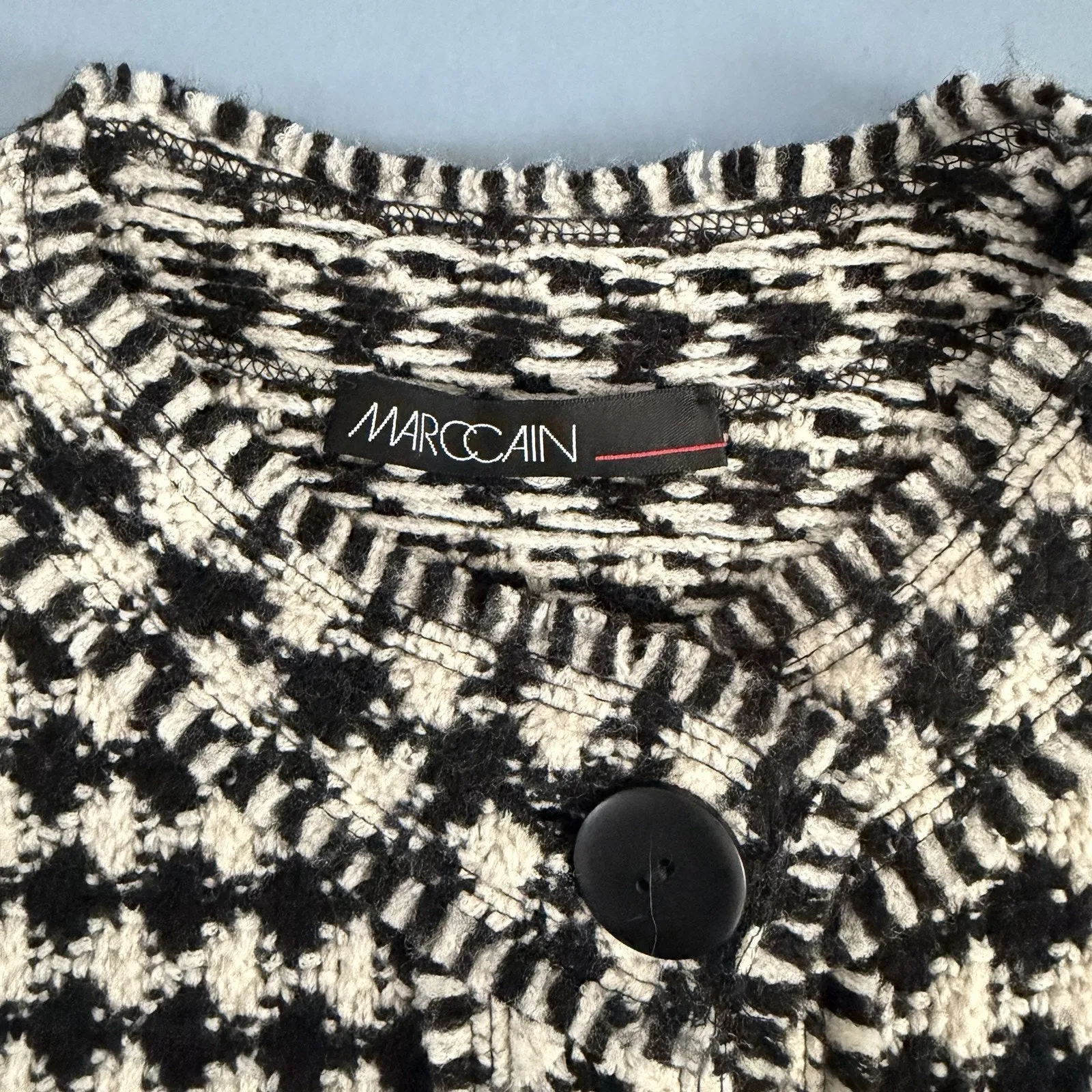 Marc Cain Houndstooth Tweed Wool Black White Button Down Dress - Image 4