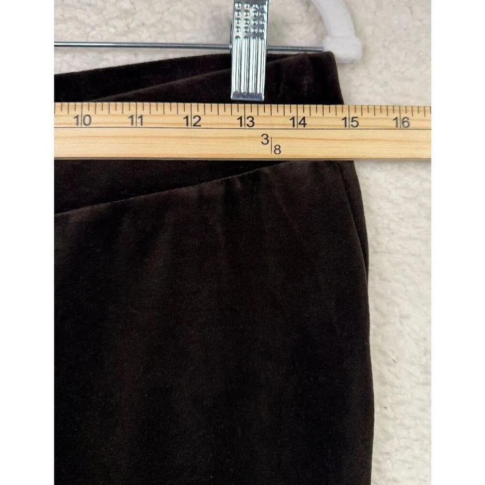 Lauren Ralph Lauren Brown Velvet Pullon Pants Women Stretch Straight Leg Size PS - Image 3