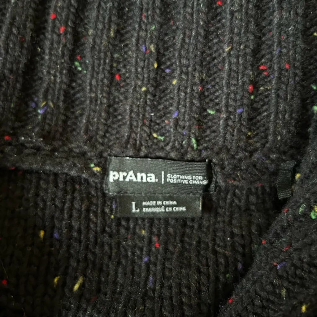 Prana Black Confetti Pull Over Quarter Zip Sweater Size Large - Image 6