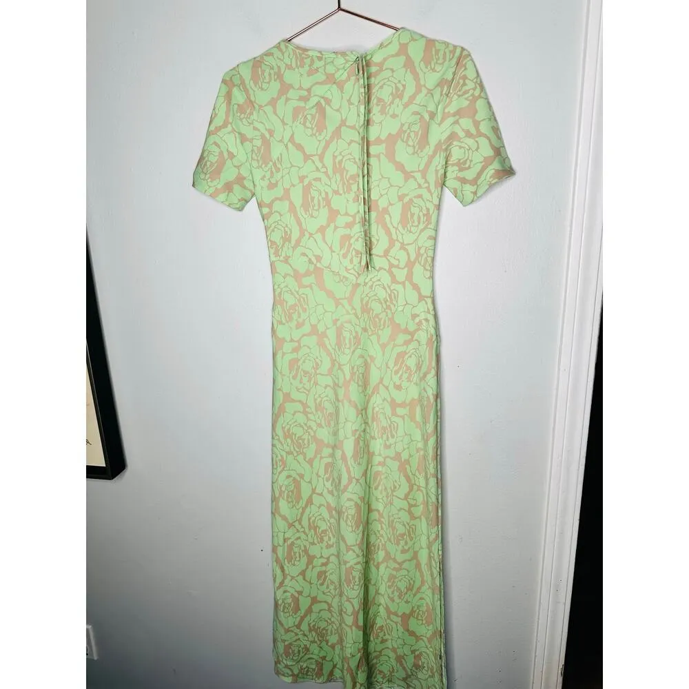 SAUNDERS COLLECTIVE Green Rose Printed Floral Crewneck Luna Maxi Dress Size 2 - Image 6