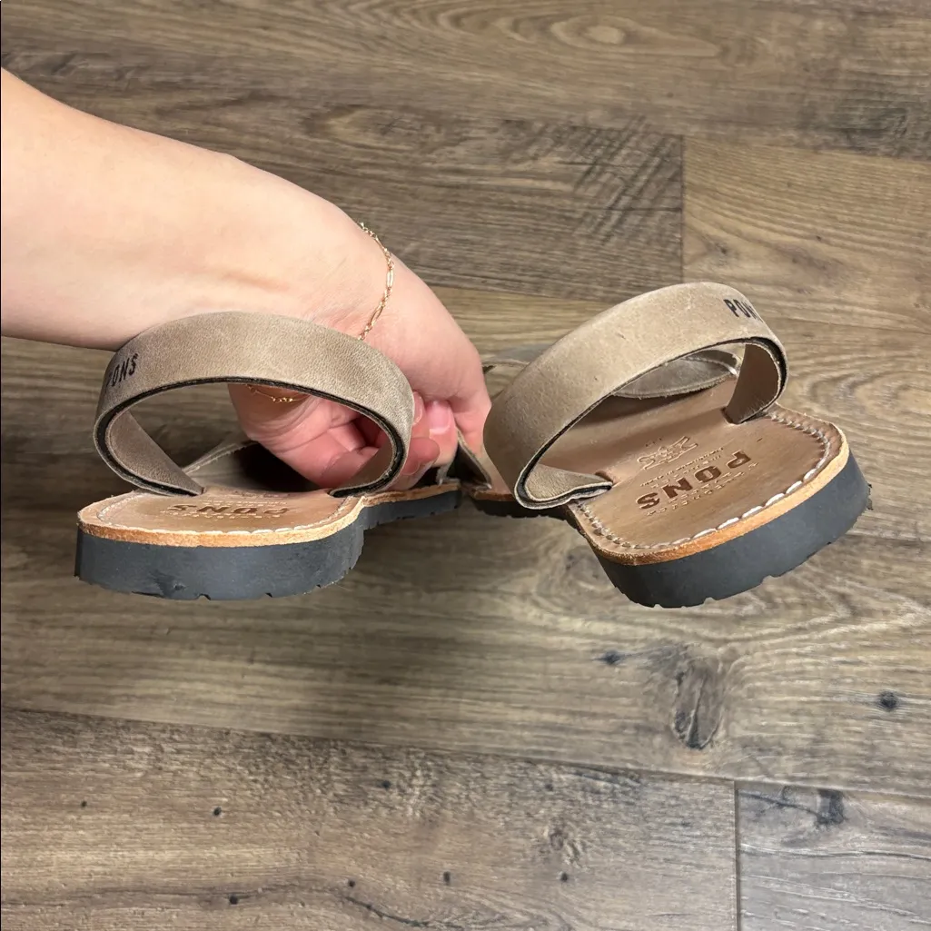 Pons Avarcas Taupe Leather Sandals US 10 Tan - Image 7
