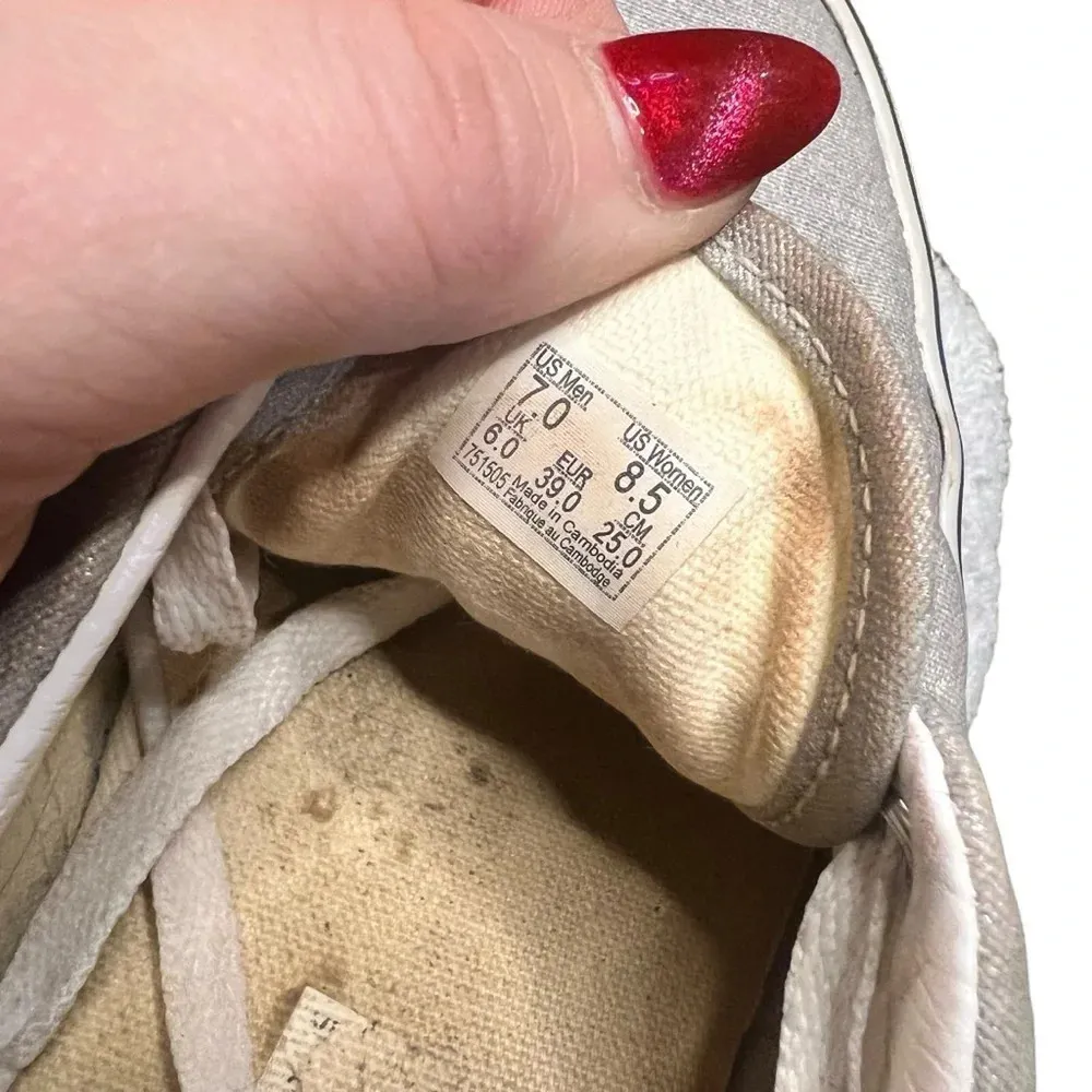 Vans Era Glitter Low Top Lace-up Sneakers - Silver/White - Men's 7 / Women's 8.5 - Image 10